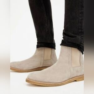 Size 7 - New Men's ALLSAINTS Rhett Beige Suede Chelsea Boots